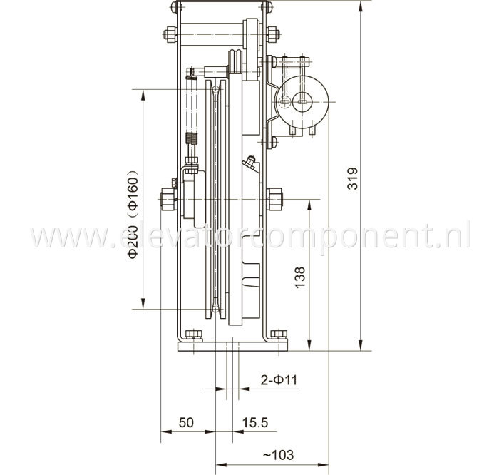 Drawing 2 of Speed Governor for MRL Elevators ≤1m/s